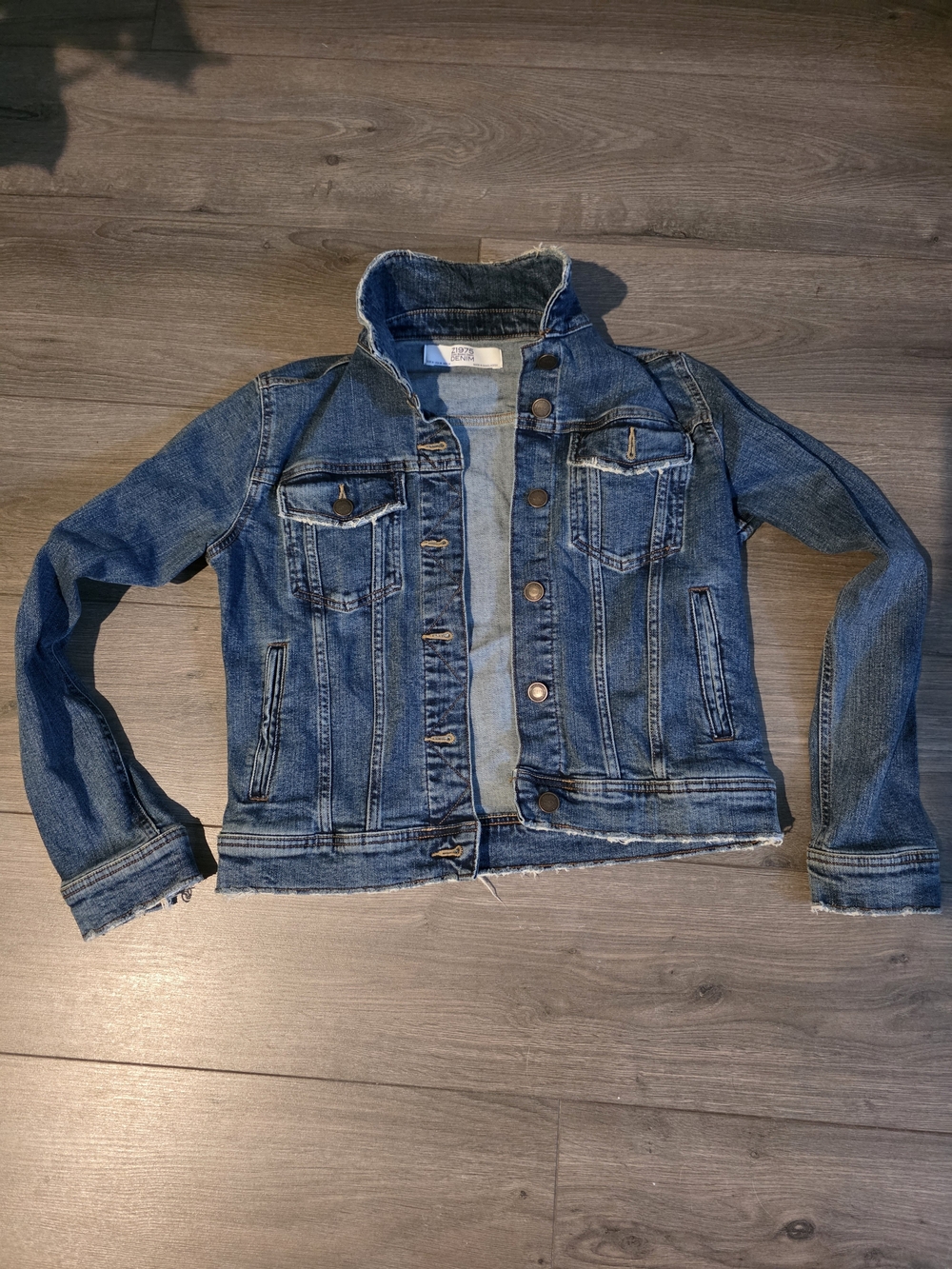 Zara Distressed Blue Denim Jacket